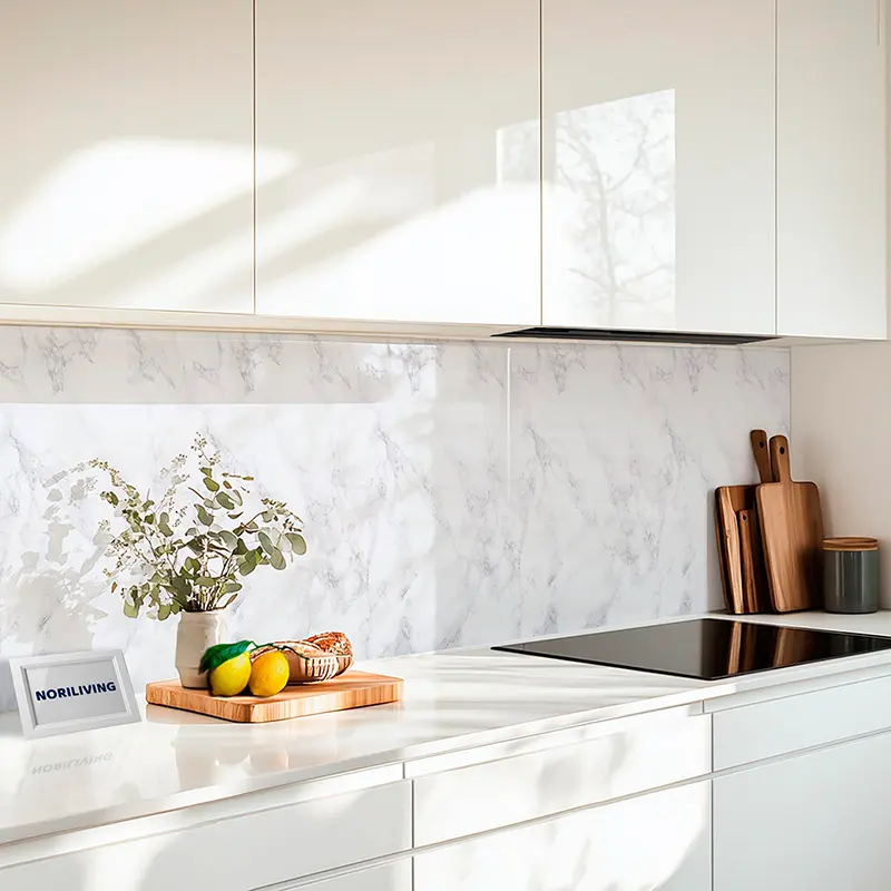Küchenrückwand Alu Marmor weiß 254
